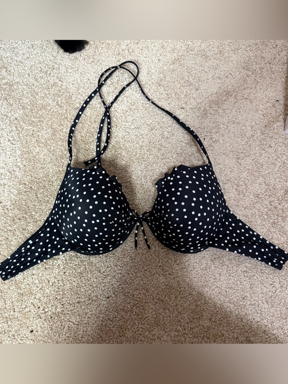 Victoria's Secret Black & White Polka Dot Push-Up Bikini Top